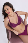 Zivame La Flamme Padded Plunge Wired Medium Coverage Lace Bra - Dark Purple — thumbnail 5